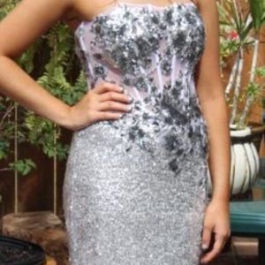 Faviana long sequin illusion strapless dress **PROM**